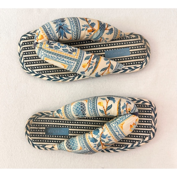 Farm Rio Navy White Floral Puffy Rubber Sole Flip Flop, 9 - Picture 3 of 8